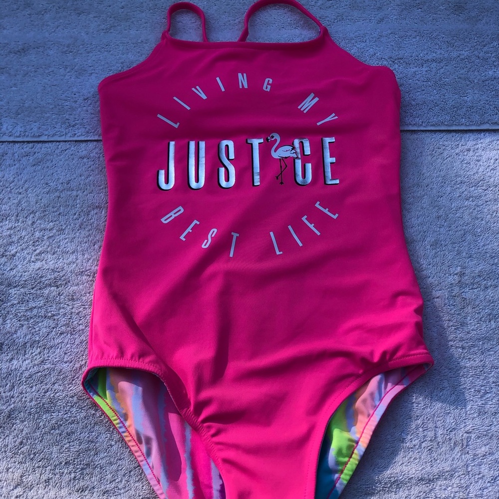 Justice girls size 12 reversible bathing suit